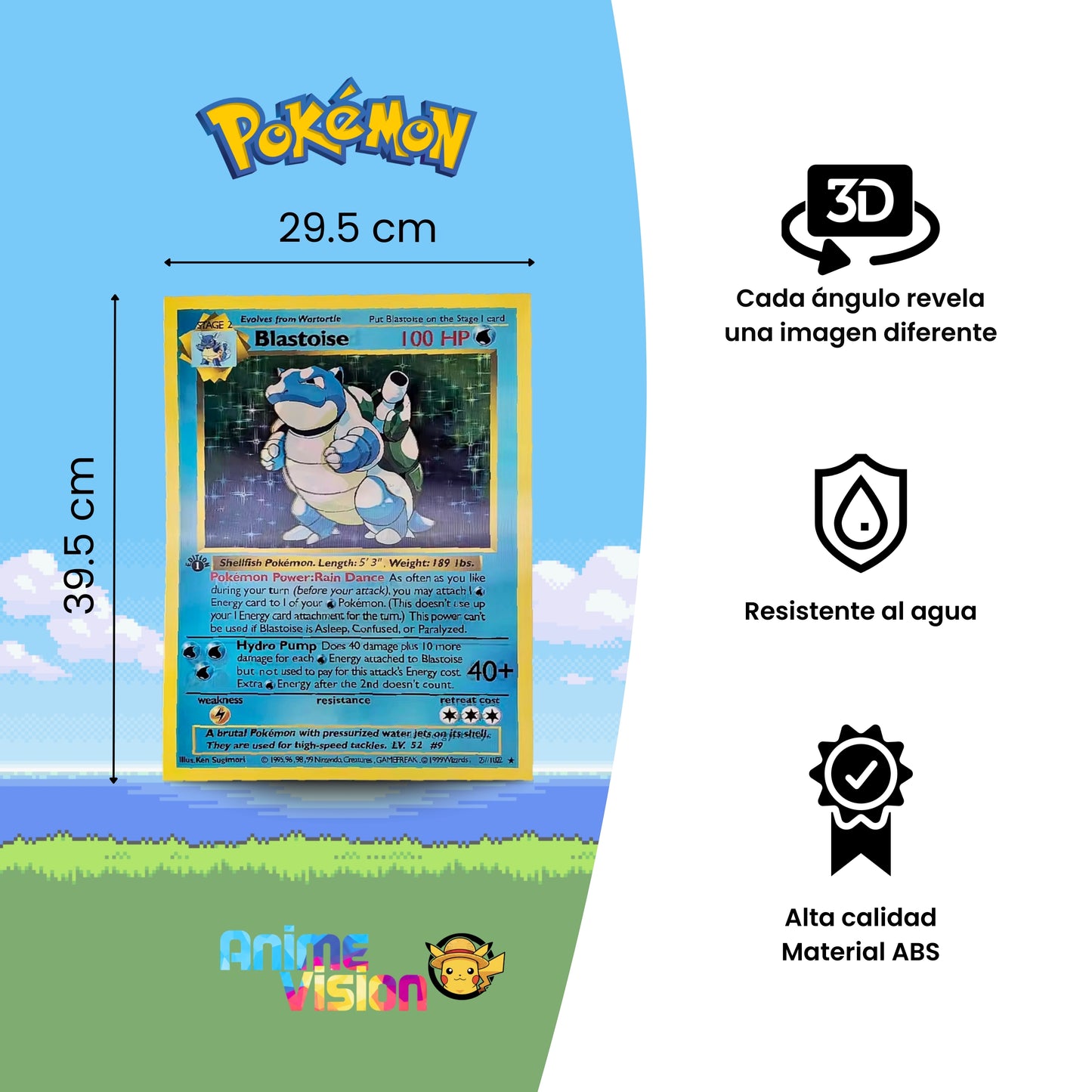 Póster 3D Pokémon - Charizard, Blastoise y Venusaur