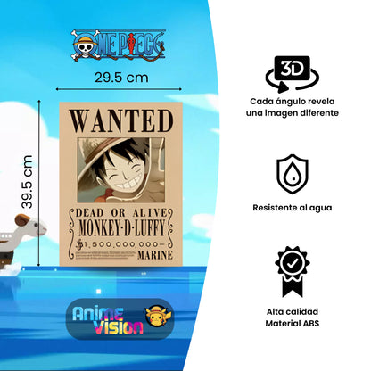 Póster 3D One Piece - Luffy, Sabo y Portgas D.Ace